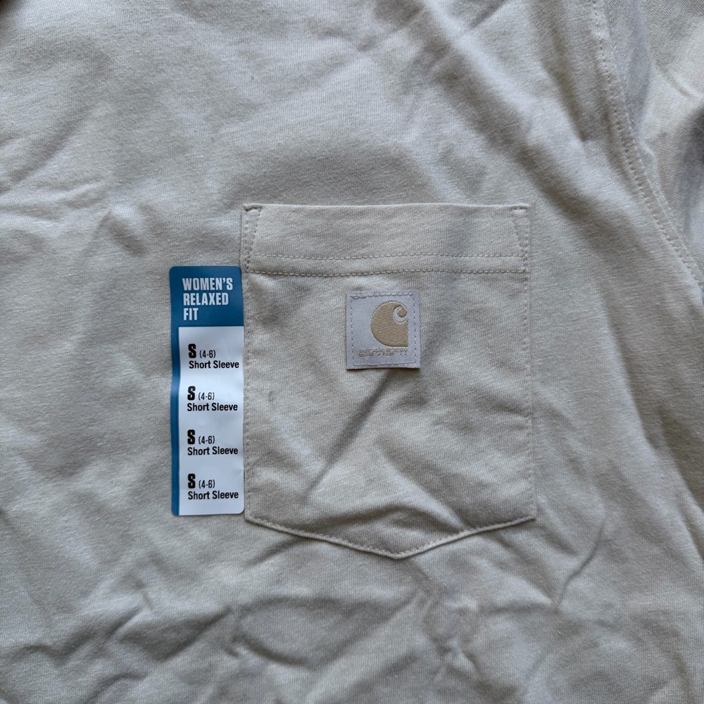 Carhartt Relaxed Fit Pocket T-Shirt Cream Size S NWT - Picture 4 of 6
